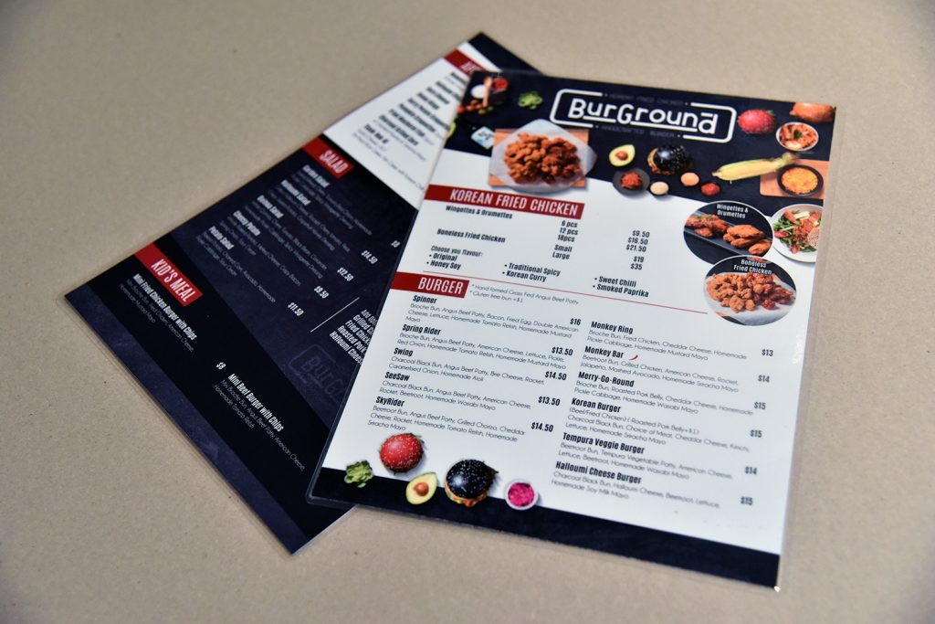 Single Sheet Restaurant Menus printing