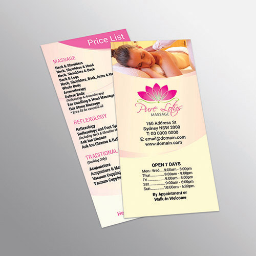 massage Price list