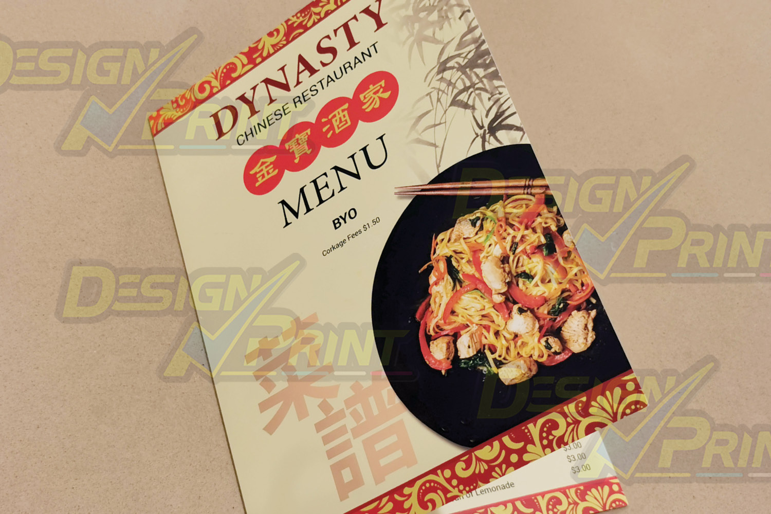 Laminated Restaurant Menu